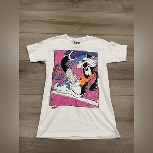Vintage 90s Disney Prince Goofy Tennis White Tee Single Stitch Disney Size Small